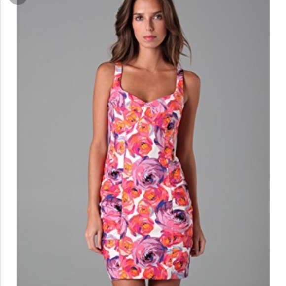 pink floral bodycon dress